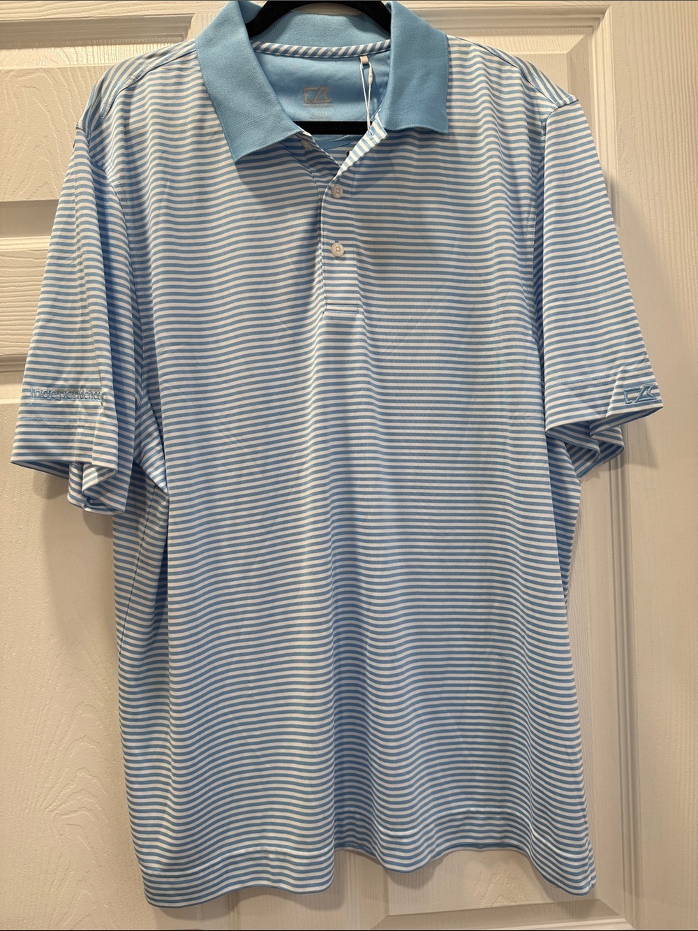 Men's Light Blue Striped Polo Shirt